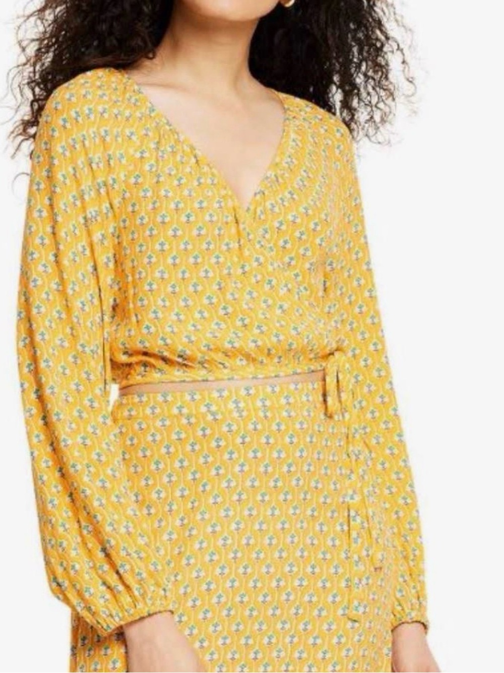 Smocked Tie-Front Yellow Floral Wrap Top by Rhode x Target